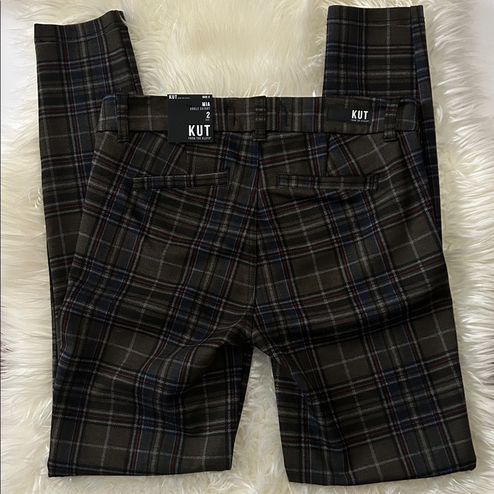 New! Kut from the Kloth Mia High-Rise Skinny Ankle Plaid Ponte Pants - Picture 4 of 10
